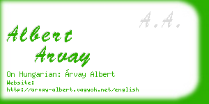 albert arvay business card